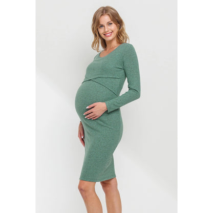 Double Layer Long Sleeve Nursing Maternity Dress