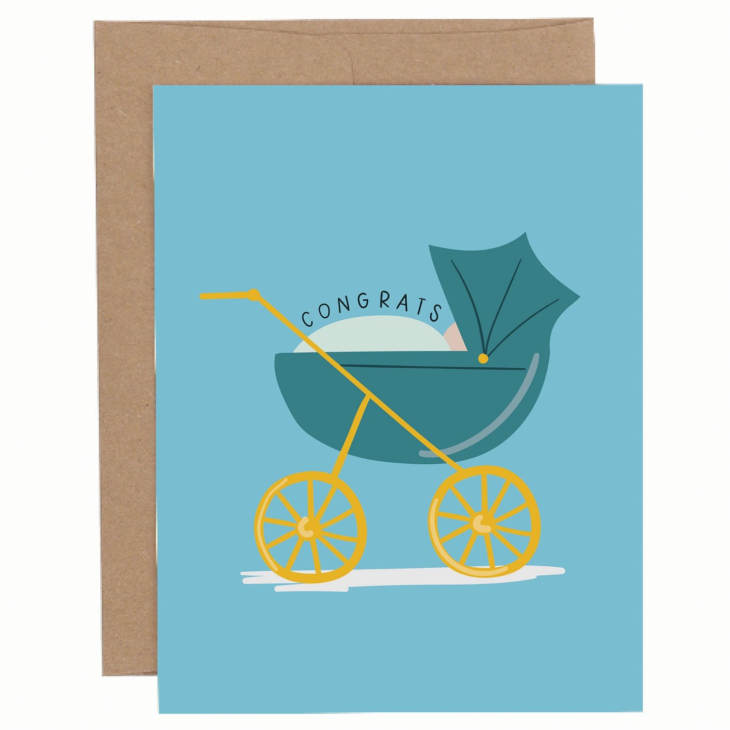 Blue Baby Carriage Greeting Card