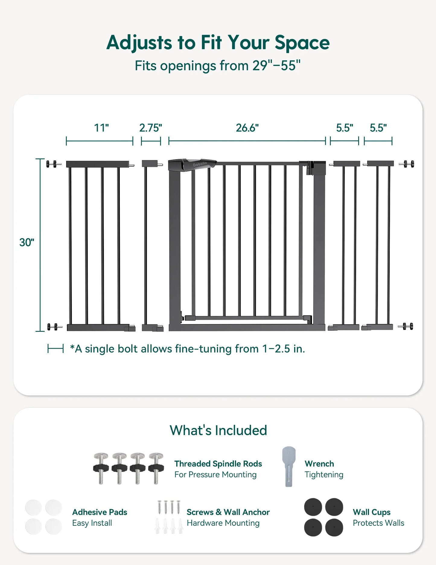 Babelio PressGuard C5&P7 | Versatile Baby Safety Gate