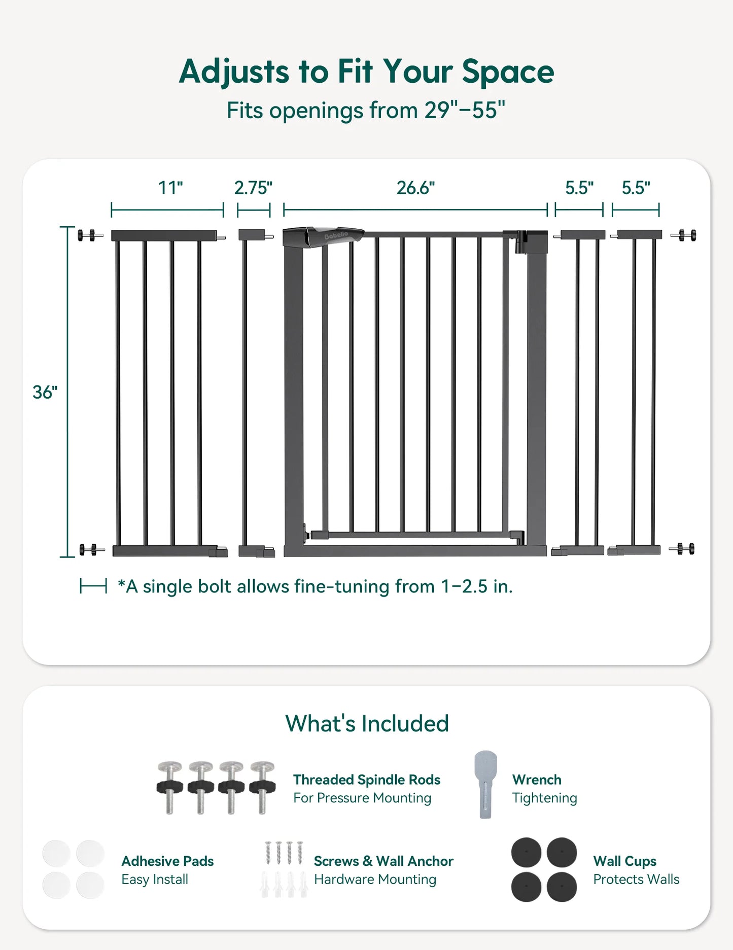 Babelio PressGuard P7 | Expandable Pressure-Mounted Baby Gate