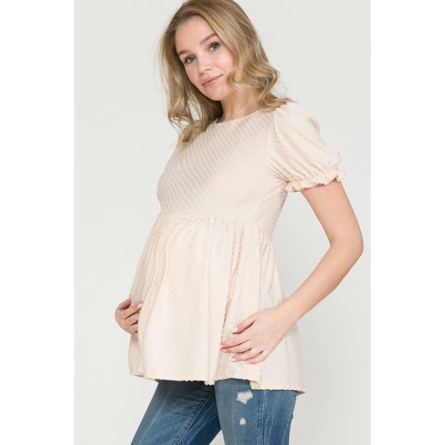 Puff Sleeve Babydoll Ruched Top