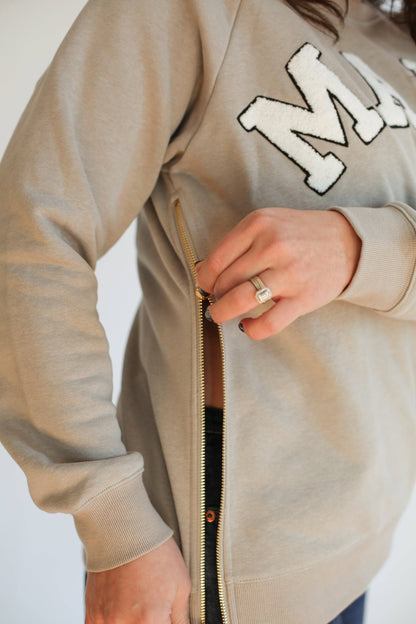 MAMA Brass Zip Sweatshirt