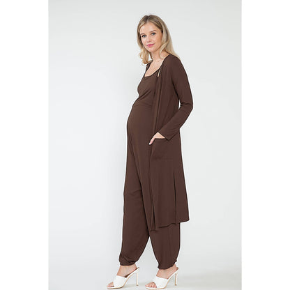 Maternity Jogger Pants Jumpsuit & Maxi Long Cardigan Sets