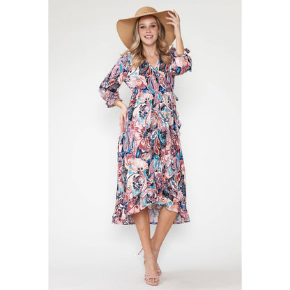 Maternity Floral V-Neck Long Dress