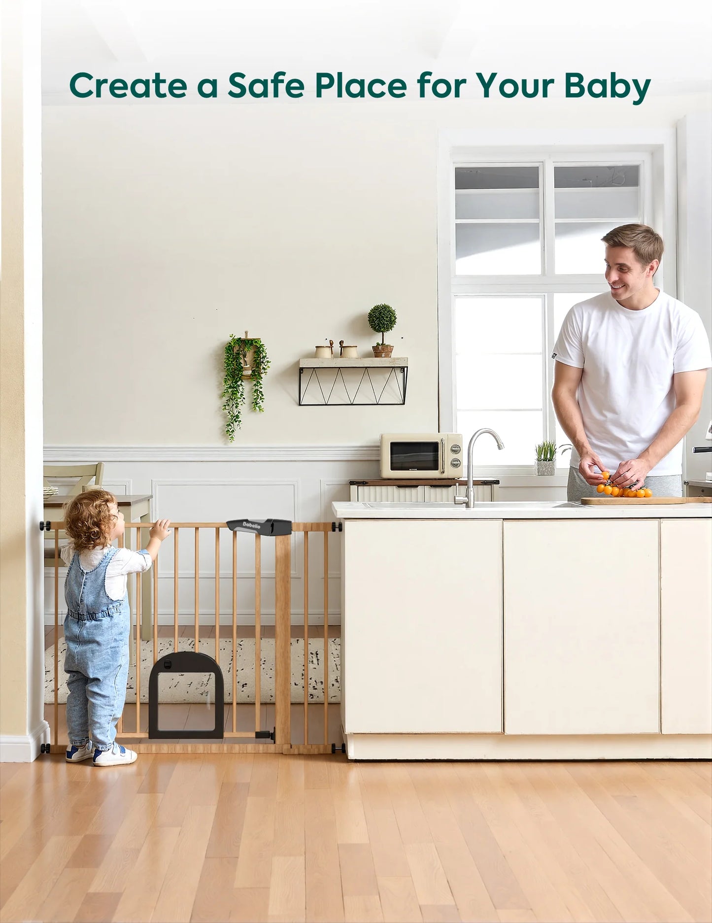 Babelio CatPrivilege T7 | Expandable Baby Gate with Cat Door
