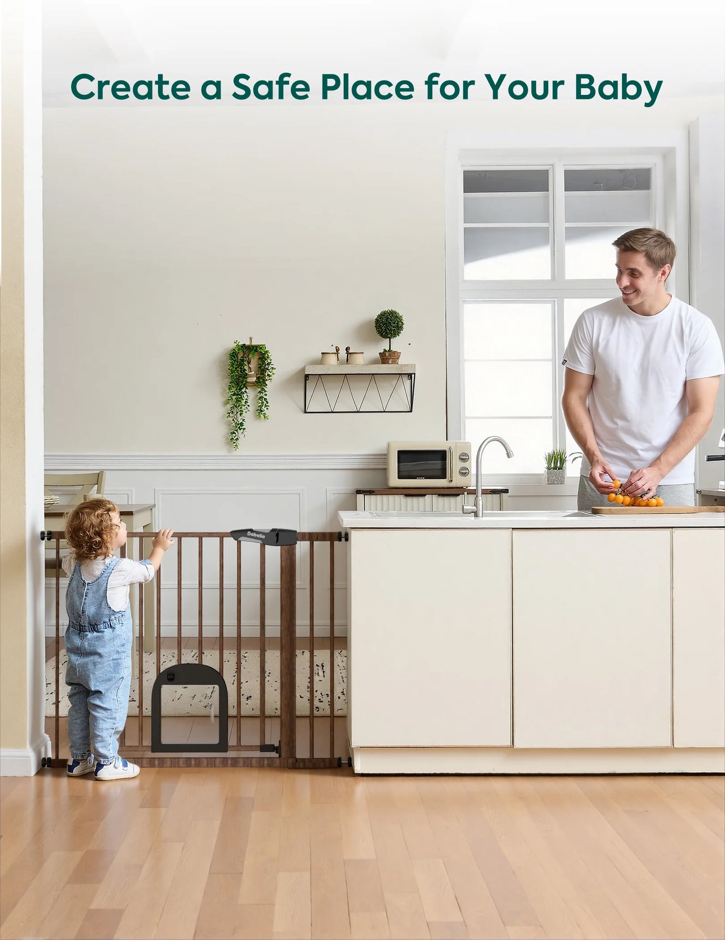 Babelio CatPrivilege T7 | Expandable Baby Gate with Cat Door