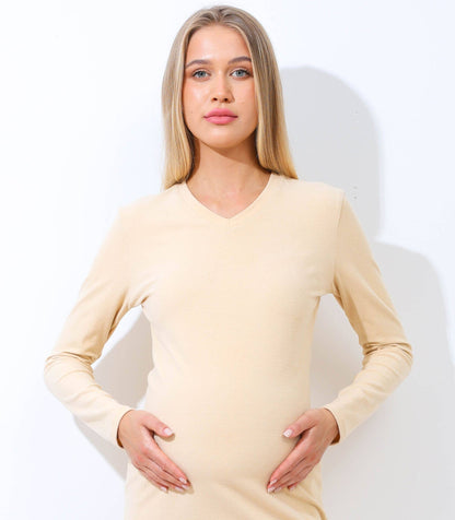 Maternity Sweater Knit V-Neck Maxi Dress