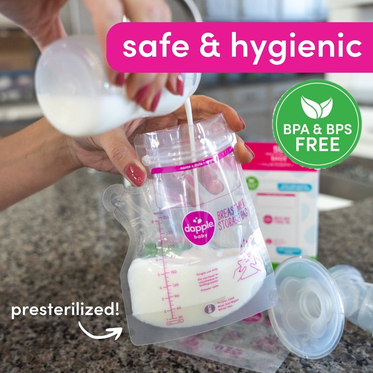 Dapple Baby Breast Milk Storage Easy Pour Bags, 50ct