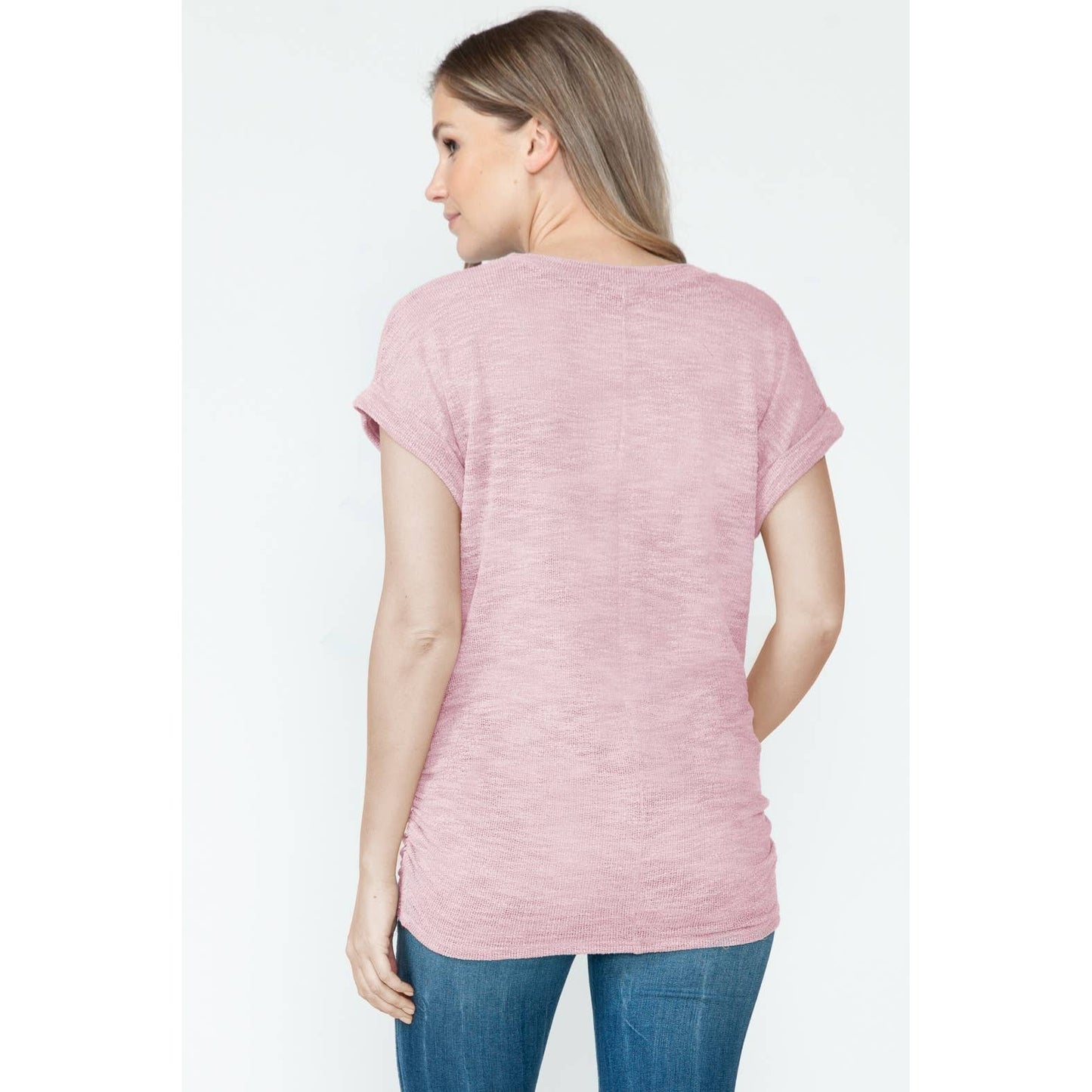 Maternity Side Shirring Ruched Knitted Basic Summer Top