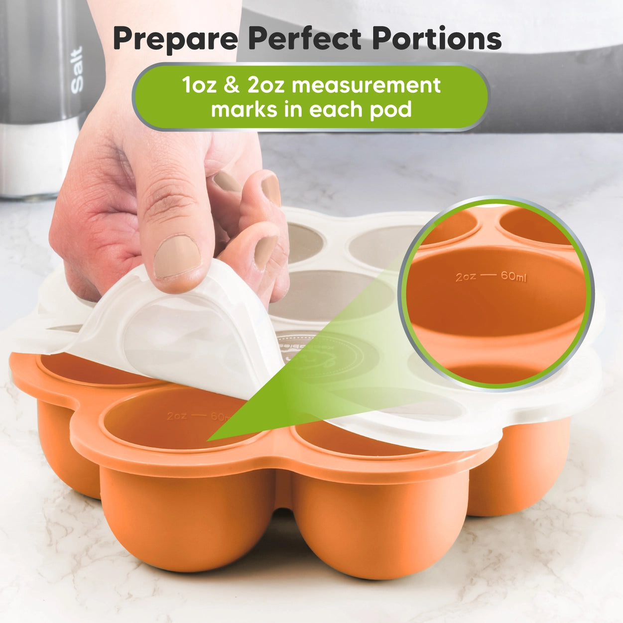 2oz X 10 Pods Prep Silicone Baby Food Freezer Tray with Lid