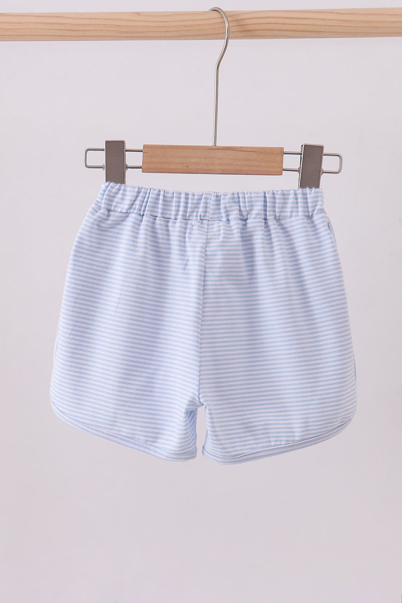 The Little Lemons Company Premium Blue & White Stripe Bow Shorts