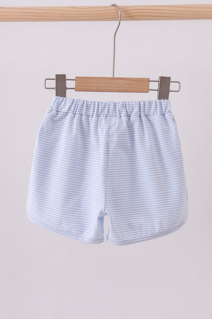 The Little Lemons Company Premium Blue & White Stripe Bow Shorts