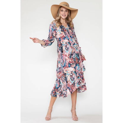 Maternity Floral V-Neck Long Dress