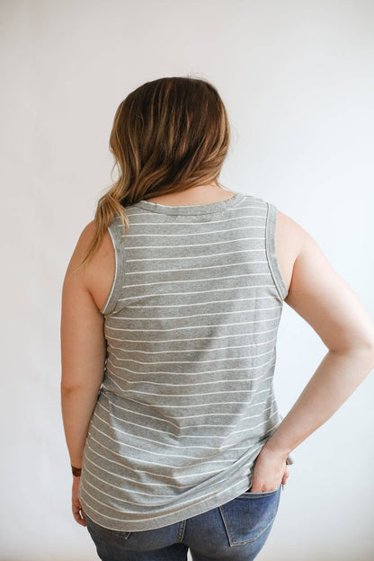 Stripe Invisible Zip Breastfeeding Tank Top