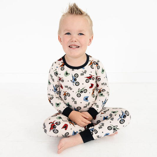 Sleepy Sage Co Little Racers Two Piece Pajama Set