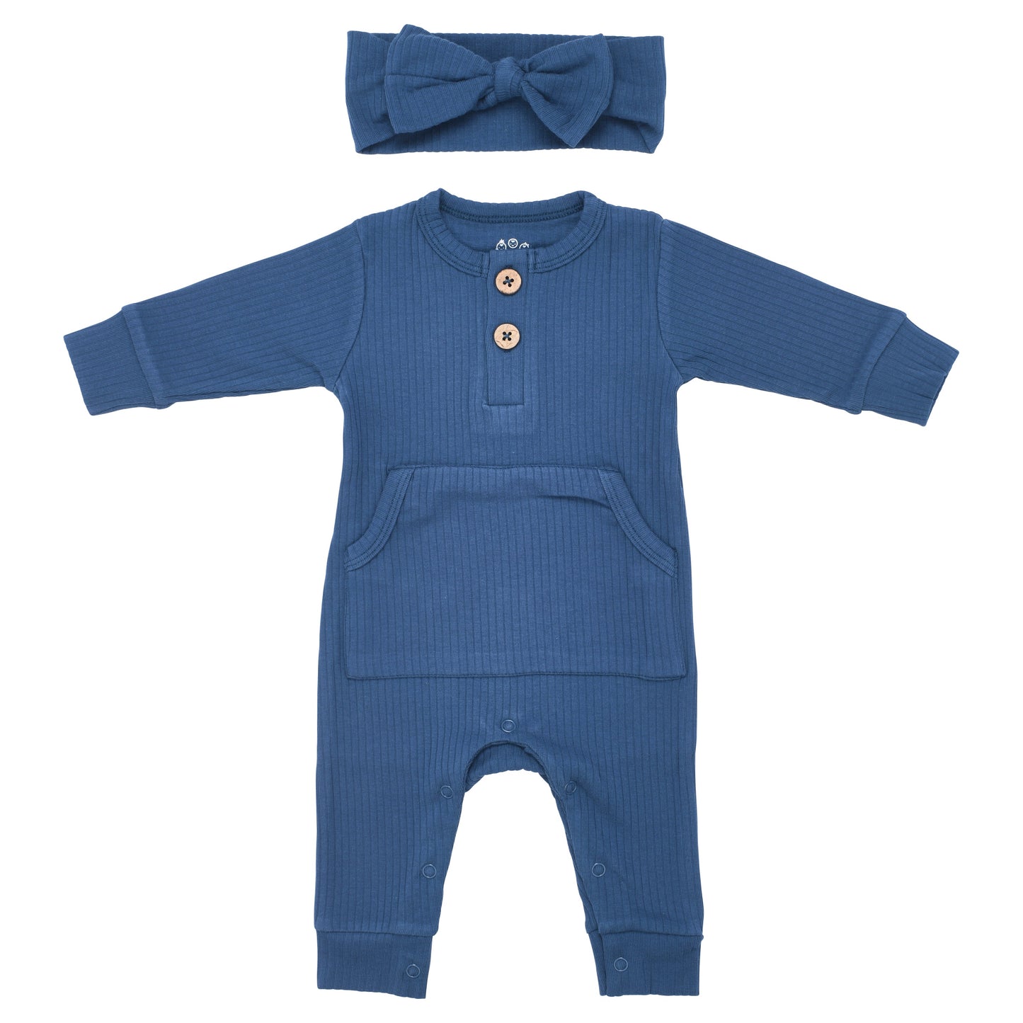 Three Little Tots Navy Baby Ribbed Playsuit with Pockets