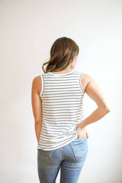 Stripe Invisible Zip Breastfeeding Tank Top