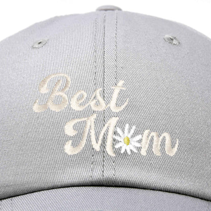 Embroidered Best Mom Daisy Cotton Hat