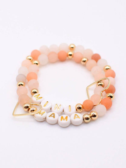 Mama Mini Matching Cream Stone Beaded Set