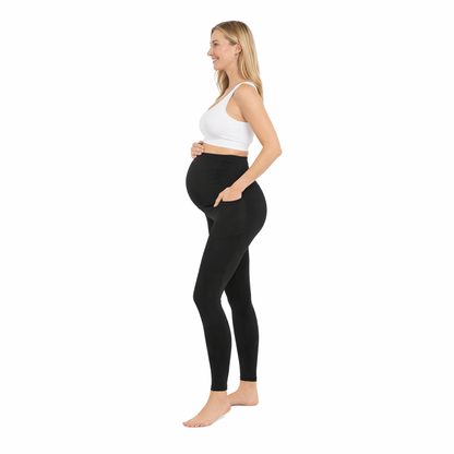 Ruched Maternity Yoga Pants with Pockets