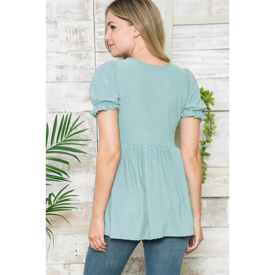 Puff Sleeve Babydoll Ruched Top