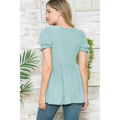 Puff Sleeve Babydoll Ruched Top