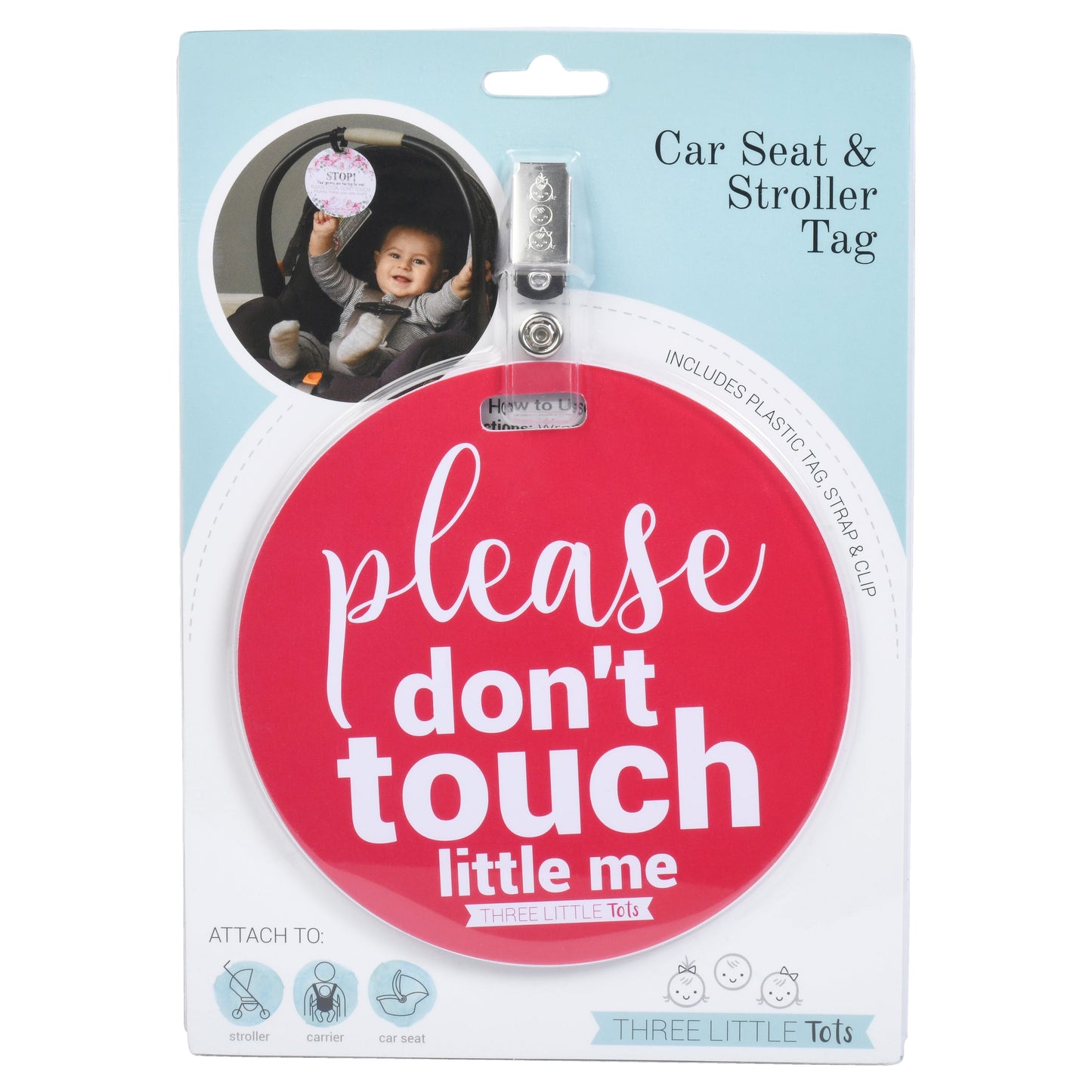 Three Little Tots Pink Please Don't Touch Little Me Newborn Car Seat Sign Tag