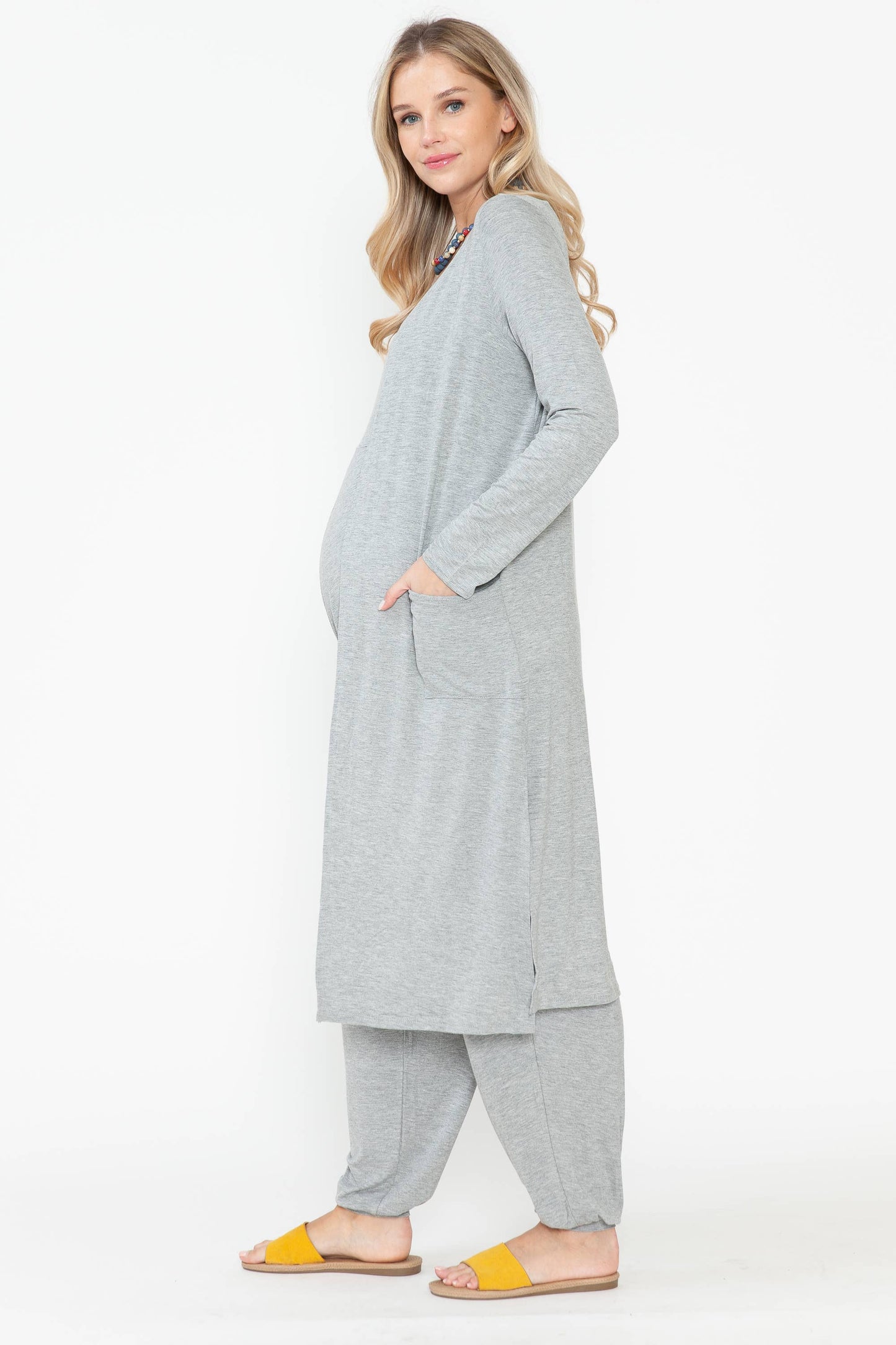 Maternity Jogger Pants Jumpsuit & Maxi Long Cardigan Sets