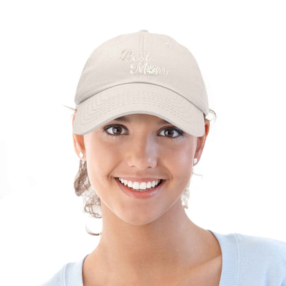 Embroidered Best Mom Daisy Cotton Hat