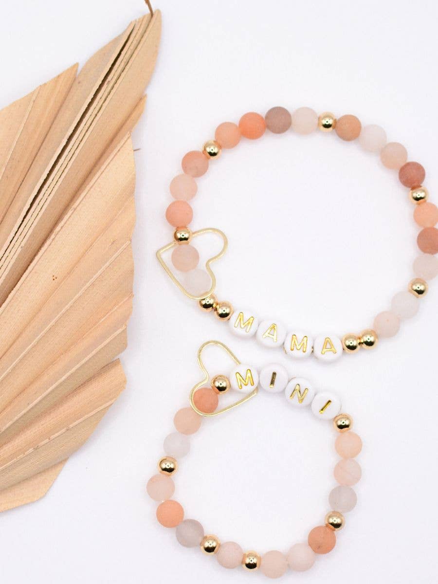 Mama Mini Matching Cream Stone Beaded Set