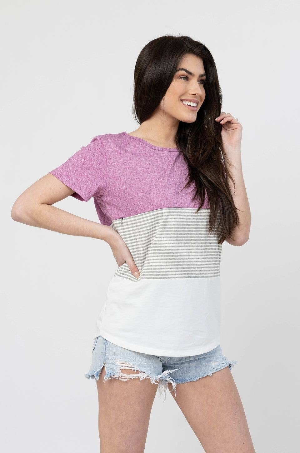 Nursing T-Shirt- 3 Block Colorblock