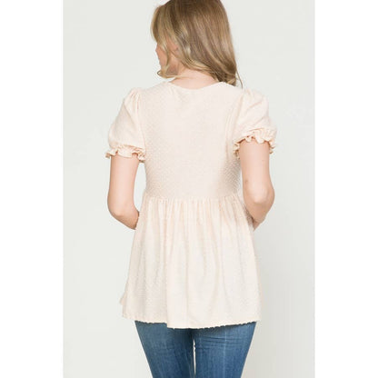 Puff Sleeve Babydoll Ruched Top