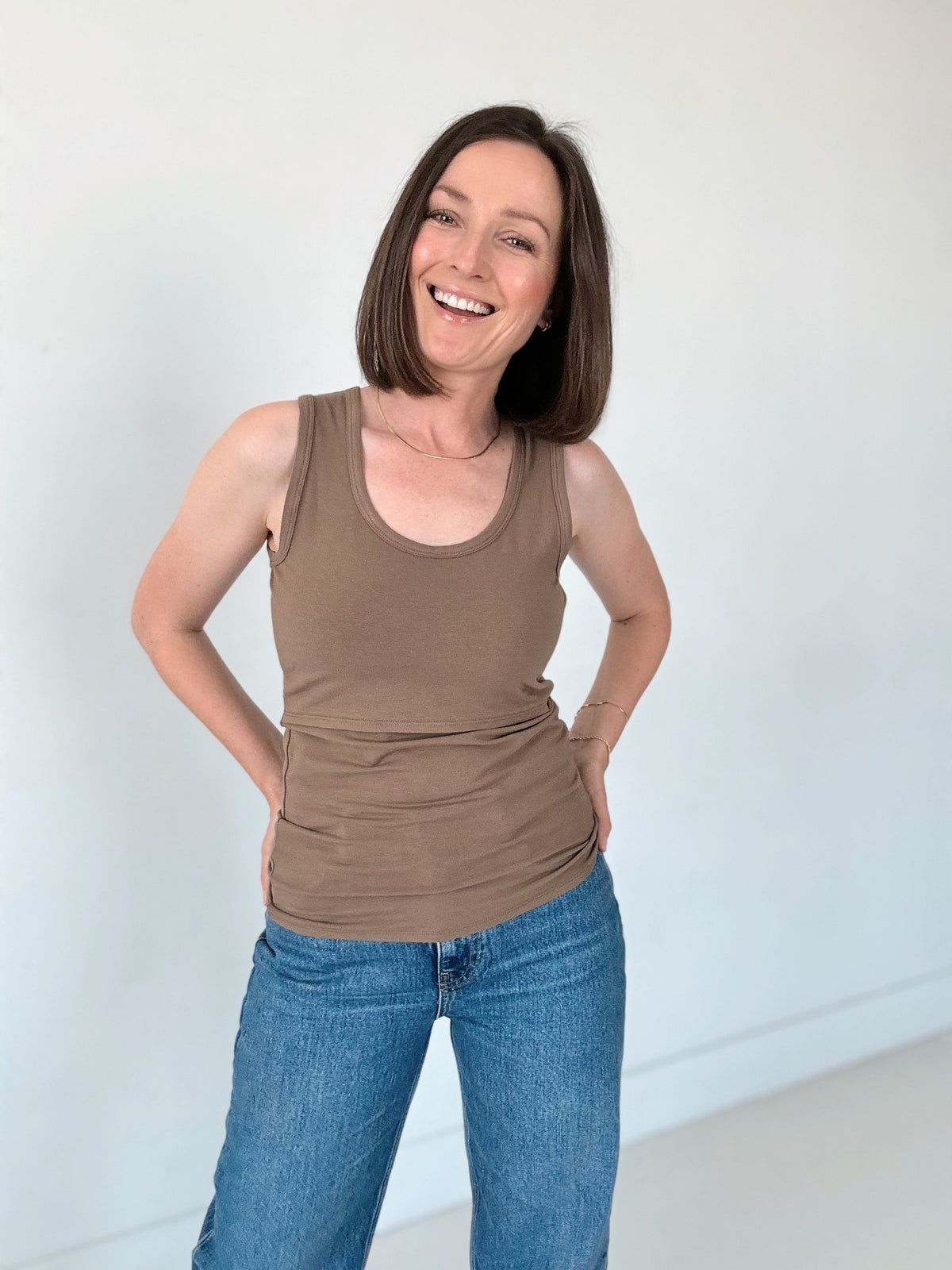 MLM Brand Everywhere Breastfeeding Tank Top - Americano Brown