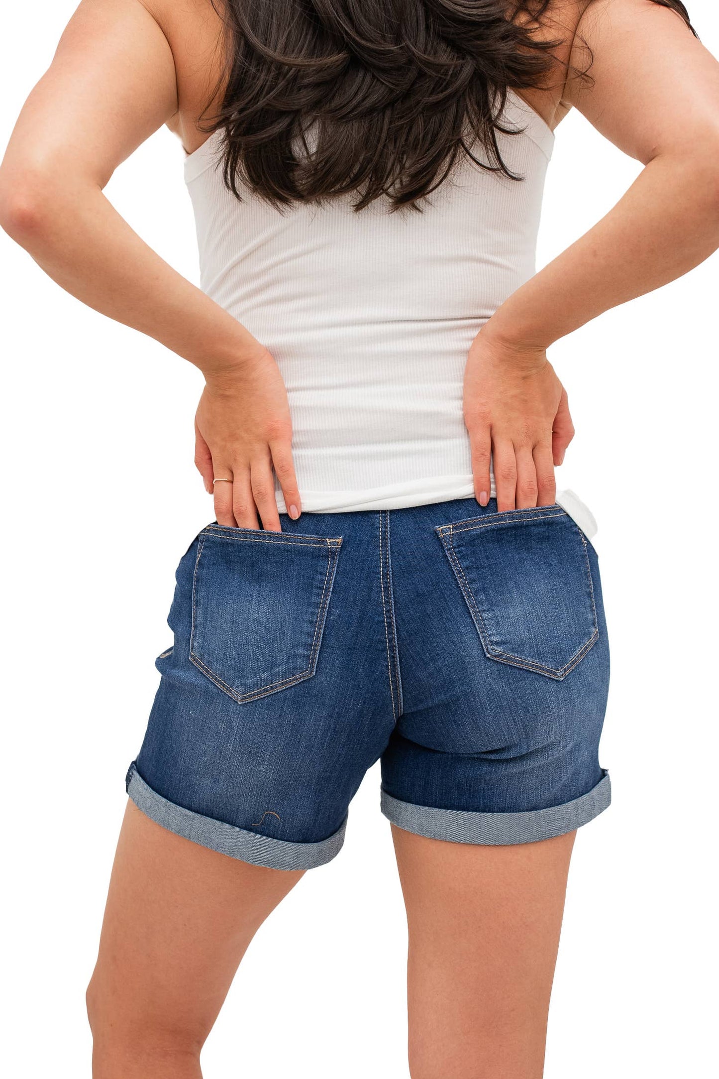 Maternity 7" Rolled To 5" Jean Shorts w/ Bellyband