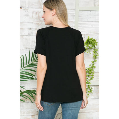 Maternity Basic Summer Crew Neck Solid Top with Front Knott