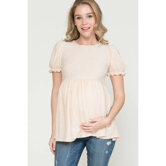 Puff Sleeve Babydoll Ruched Top