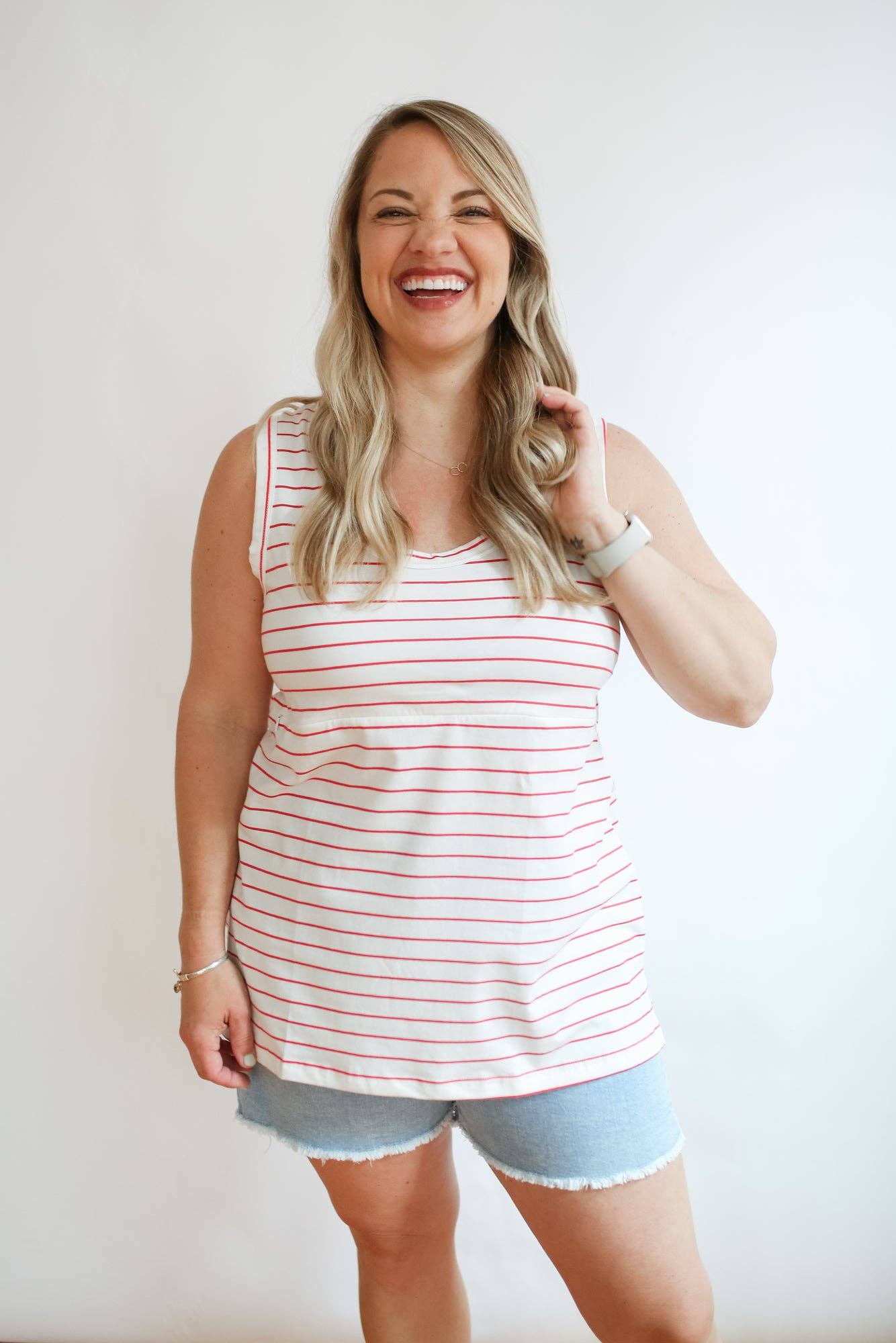 Stripe Invisible Zip Breastfeeding Tank Top