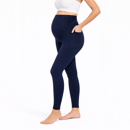 Ruched Maternity Yoga Pants with Pockets