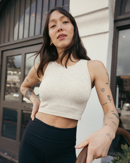 Kindred Bravely Sublime Bamboo Maternity & Nursing Longline Bra Top Oatmeal Heather