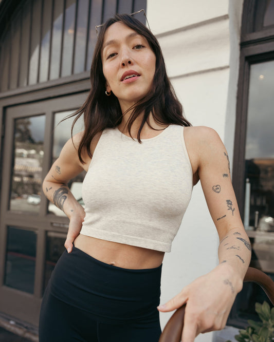 Kindred Bravely Sublime Bamboo Maternity & Nursing Longline Bra Top Oatmeal Heather