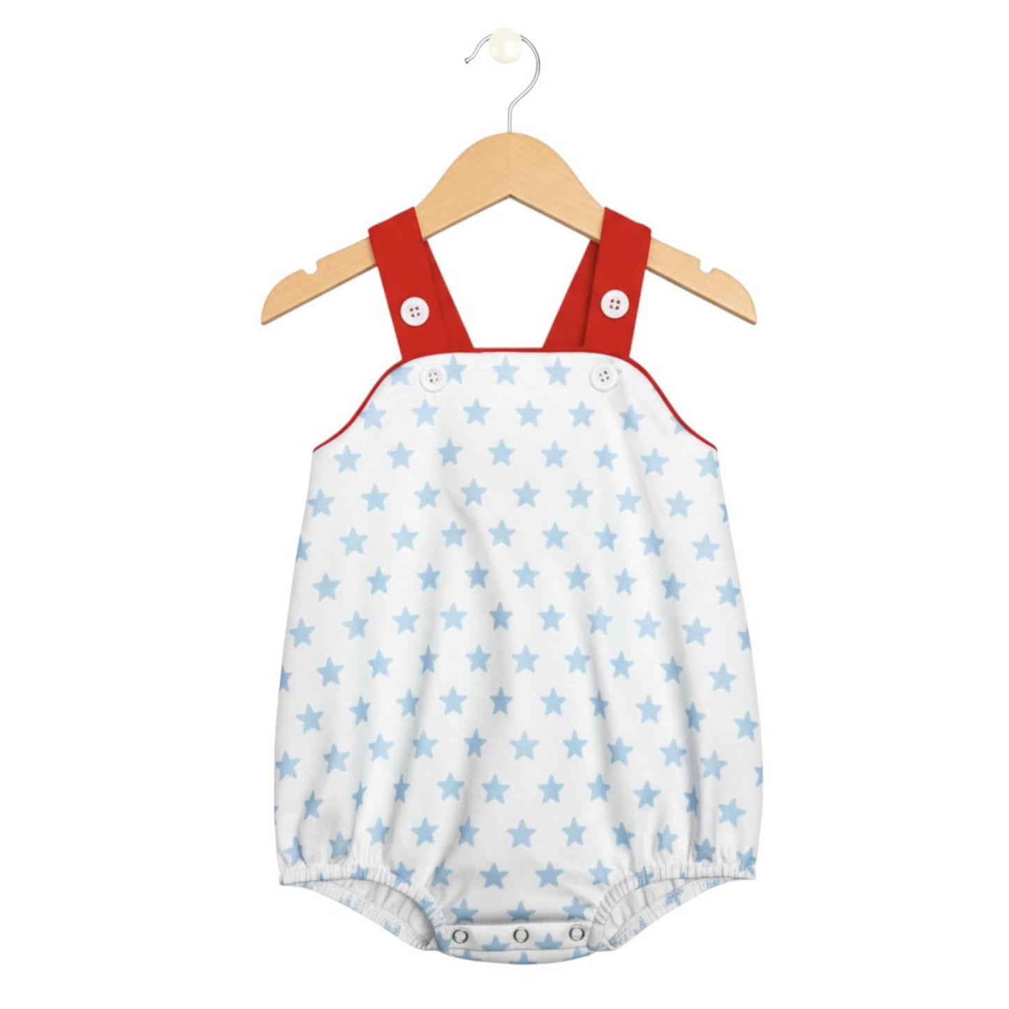 The Little Lemons Company Red, White, and Stars Bubble Romper