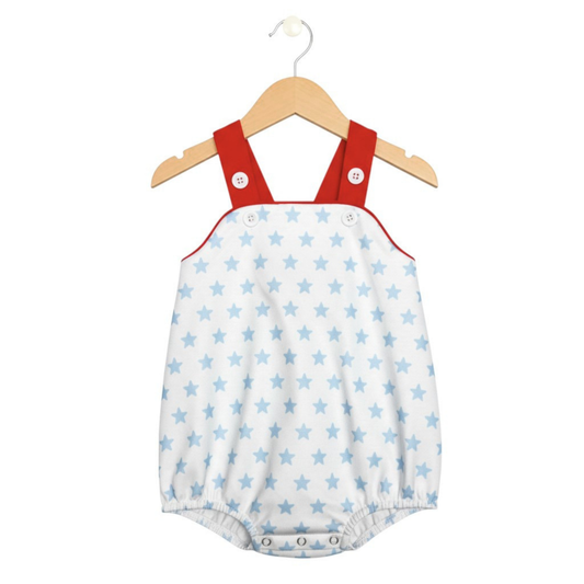 The Little Lemons Company Red, White, and Stars Bubble Romper