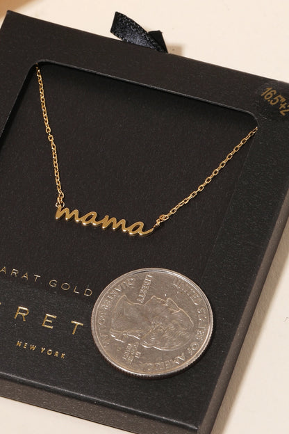 Secret Box Gold Dipped Dainty Mama Pendant Necklace