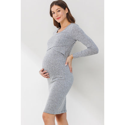 Double Layer Long Sleeve Nursing Maternity Dress