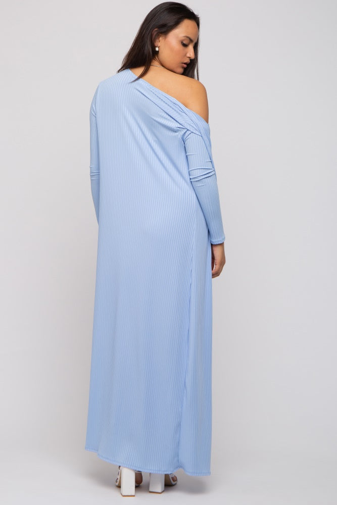 PinkBlush Light Blue Ribbed Sleeveless Dress Cardigan Set