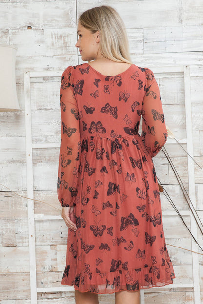 Butterfly V-Neck Dress