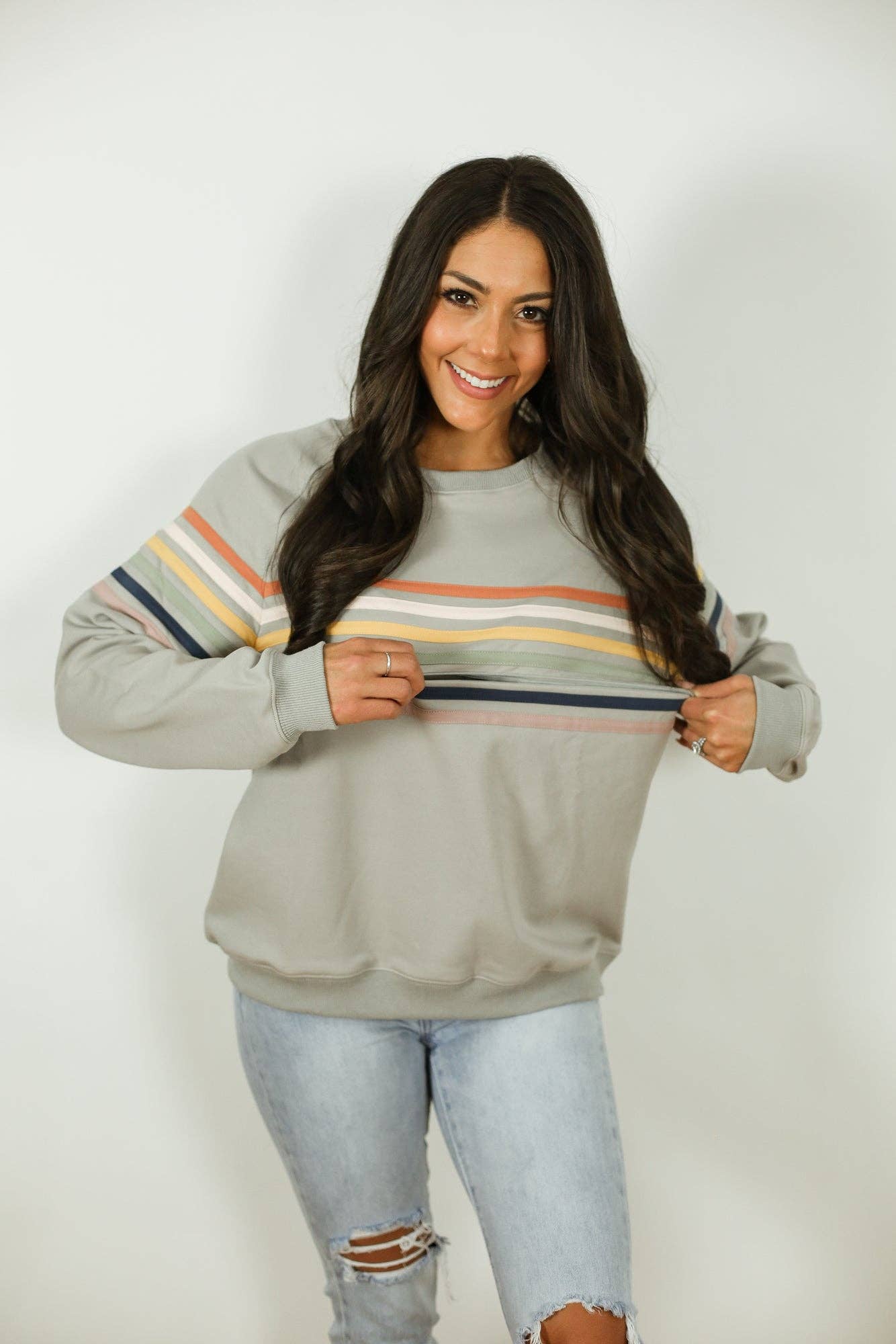 Limited Edition Six Stripe Invisible Zip Breastfeeding Sweater