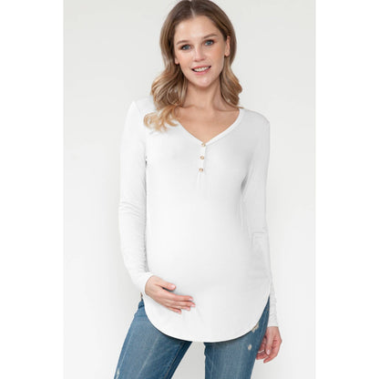 Maternity V-Neck See-Through Back Lace Top