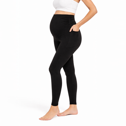 Ruched Maternity Yoga Pants with Pockets
