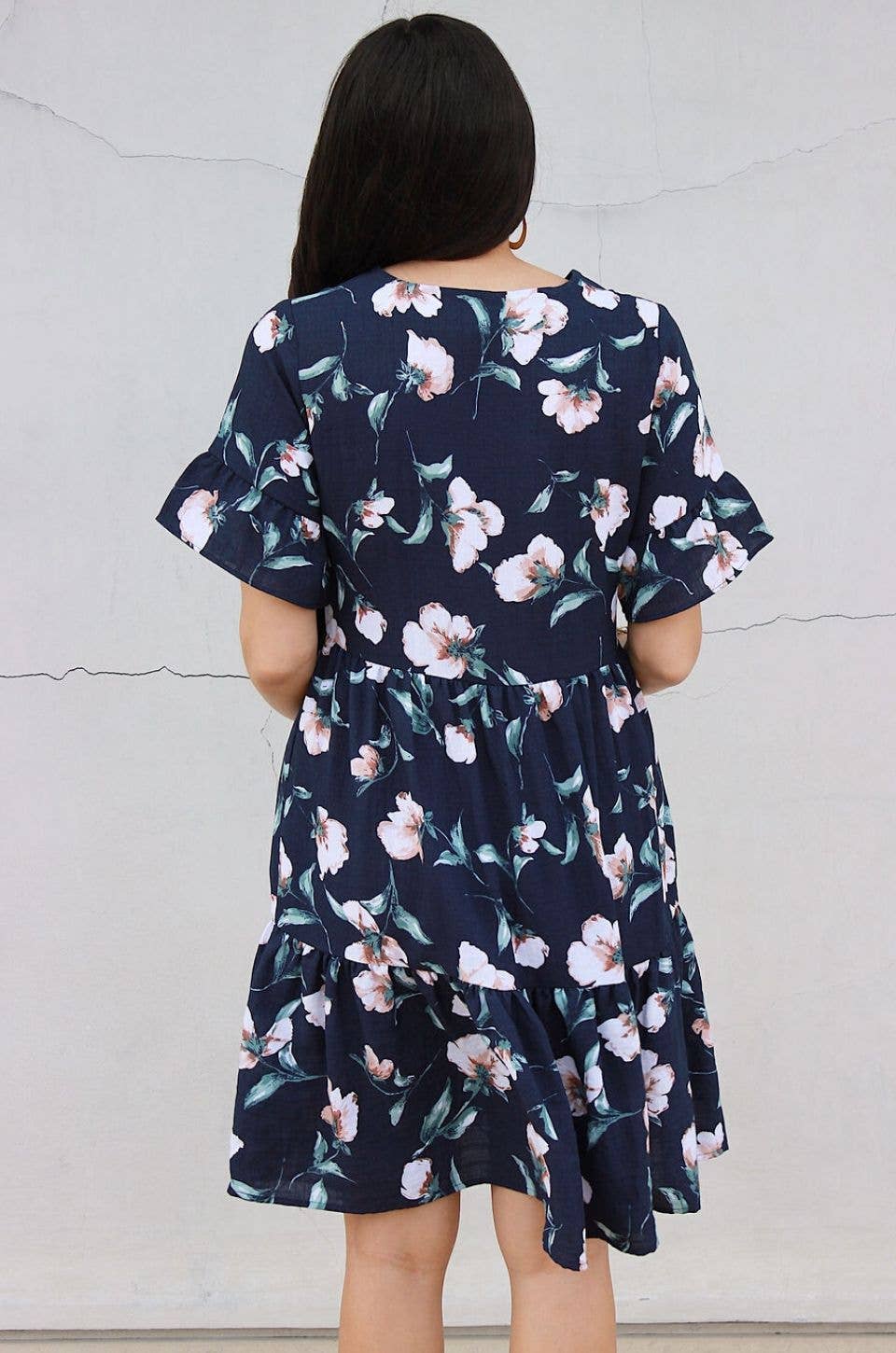 Floral Nursing Dress With Pockets Bell Sleeve